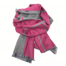 Check Reversible Blanket Scarf Cerise/Grey